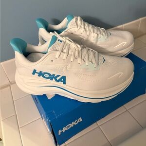 NWOB Hoka Men's Clifton 10 Running Sneakers Shoes Blue & White Size 12D